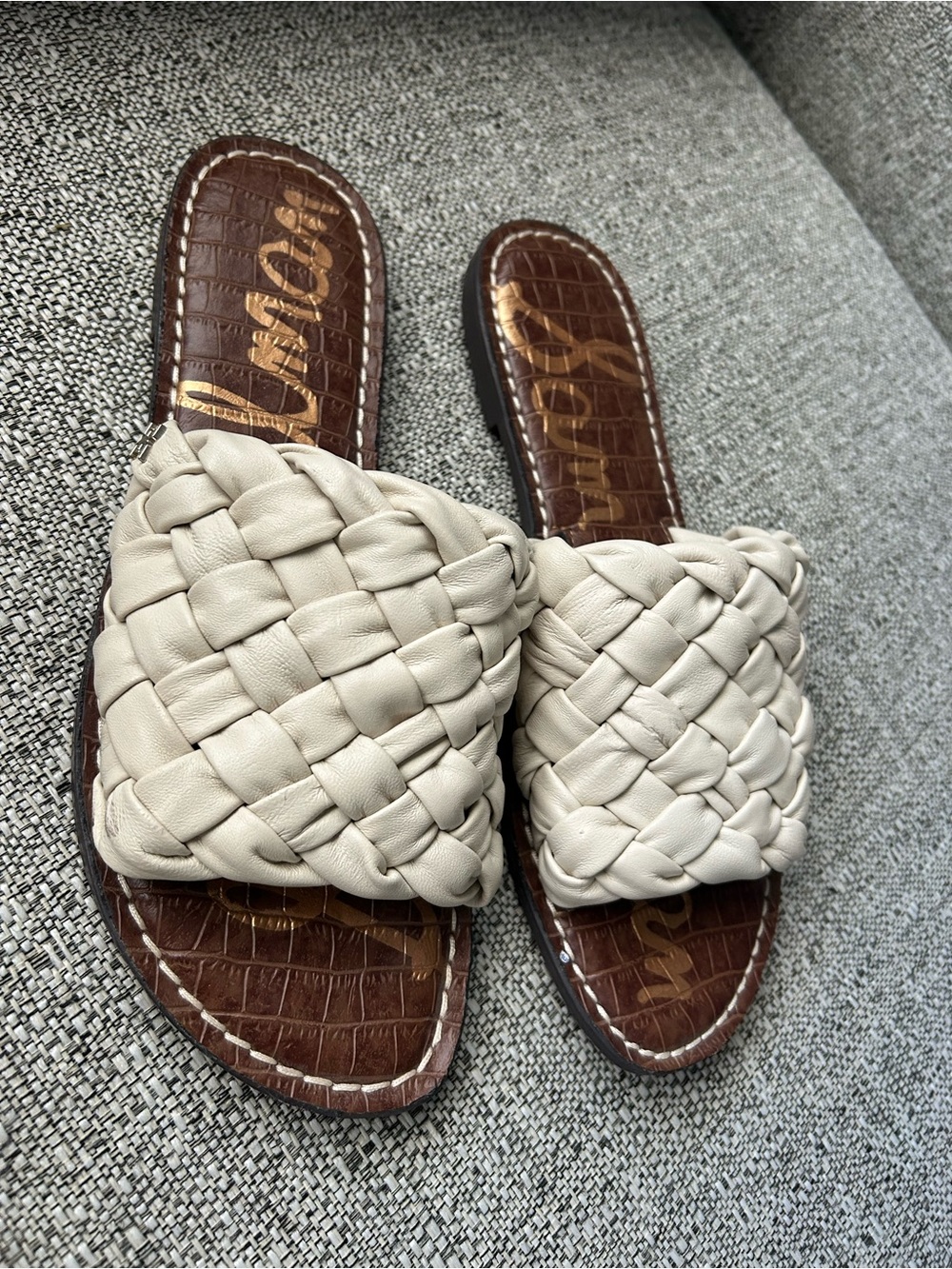 Sam Edelman Cream Braided Slide Mules